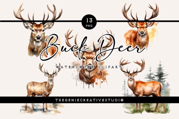 Download Watercolor PNG Buck Deer Clipart - Deer clipart Collection