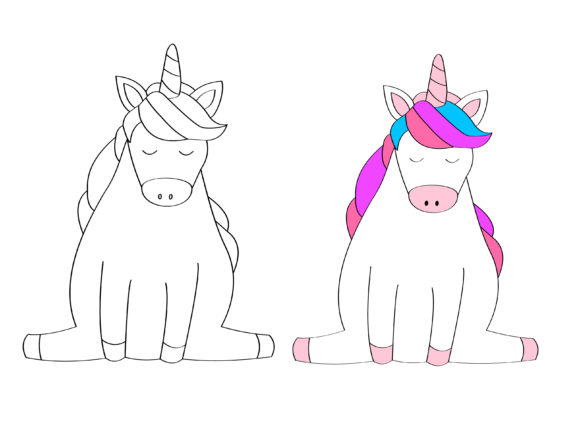 Download Coloring Cute Unicorn Vector - Unicorn vector Collection