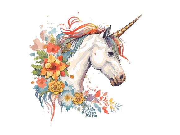 Download Watercolor Floral Unicorn Vector Clipart - Premium Resources
