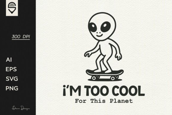 Download Cool Alien Skateboarder Illustration - Skateboard Collection