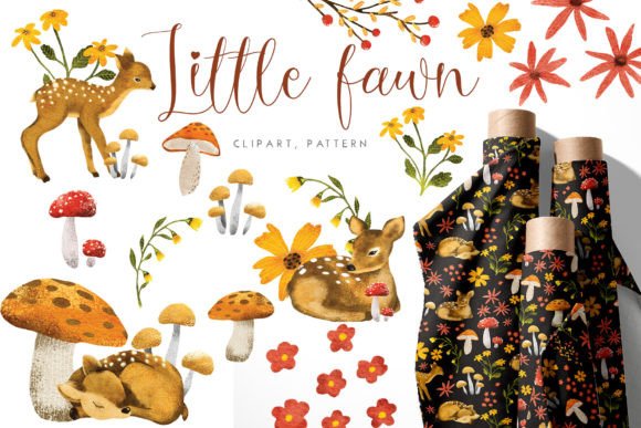 Download Little Deer Clipart Pattern Set - Deer clipart Collection