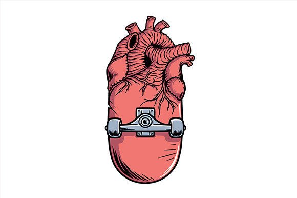 Download Skateboard and Heart Shape Illustration - Skateboard Collection