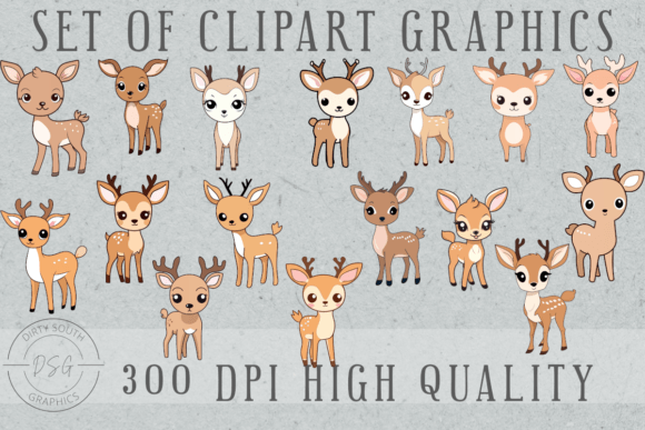 Download Set of 16 Cute Hand Drawn Deer Line Art - Hand Collection
