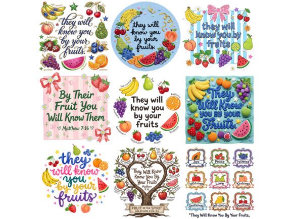 Download Faith Fruits Bible Tshirt Design Bundle - Tshirt design Collection