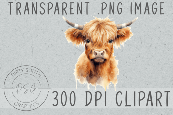 Download Watercolor Baby Highland Cow Calf - Premium Resources