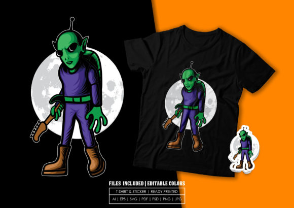 Download Tshirt Design - Alien Brings Guitar - Tshirt design Collection